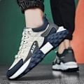 Miniatyrbillede 2 af 7: Afslappede fritidssko i gummi til mænd, hvide sneakers, åndbare sportssko, løbesko, sko
