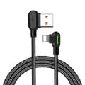 McDodo CA-4673 Vinklet Lightning-kabel, LED, 2A, 1.8m, svart_max 20