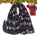 Damscarf - Jul-tema Sjal - 180x90cm - 100% Polyesterfiber - Renmönster