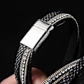 Miniatyrbillede 5 af 5: Læderarmbånd til kvinder, Boho Leopard Multilayer Krystal Perler Manchet Armbånd Smykker