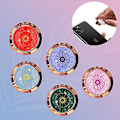 Miniatyrbilde 4 av 5: 3-delt mobilringholder (stjerneskive, grønn, rosa, blå), roterende mobilring, universell fingerholder for mobiltelefon, metallstjerne di