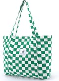 Ruutukuvioinen kangaskassi (vihreä 52*20*32cm) naisten pehmeä kassi