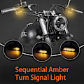 Miniatyrbild 2 av 5: 2 st svarta kromade LED blinkers för motorcykel, sekventiell 12 V, universal, godkända, mini blinkers i aluminium, gult ljus, vattentät