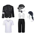 Halloween-kostume til børn Michael Jackson popstjerne-outfit til drenge til danseshow, fest og karneval C8pcs 130