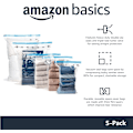 Miniatyrbilde 2 av 6: Basics vakuumposer for klær med lufttett ventil og håndpumpe - stor, 5-pakning, glidelås, transparent 5 pack(large) size