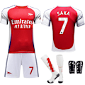 Miniatyrbild 2 av 5: 2024-25 Arsenal fotbollströja set tröja nr 7 Saka 9 Jesus 8 Odegaard röd storlek 8 med strumpor + skyddsutrustning Size 8 with socks + protective gear #24