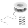 Miniatyrbild 1 av 8: Klippbar 304 Kulkedja i Rostfritt Stål - Silverfärgad Kulkedja med Spänne för DIY Halsbandstillverkning - Perfekt för Gränsöverskridande Verksamhet