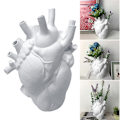 Miniatyrbillede 2 af 9: Hjerteformet blomsterpotte i resin, anatomisk hjerteformet statue, kreativt håndværksornament til hjemmet, stue, balkon dekoration, hvid