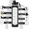 Miniatyrbillede 4 af 5: 946 ml Glas Vandflaske med Tidsmarkør Påmindelse 1 Liter Glas Drikkeflaske, BPA-fri, (Sort) (FQ)