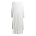 Miniatyrbilde 4 av 7: Kaftan i bomulls-lin for kvinner Boho Plus Size med lommer Løs Langermet V-hals Plissert Lang Linkjole Lagdelt Maxikjole Hverdagskjole