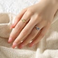 Miniatyrbild 2 av 5: Sol och måne ring set, gnistrande sol måne ring för kvinnor guld 10