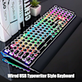 Miniatyrbild 3 av 6: Mekanisk Speltangentbord i Skrivmaskinstil med RGB-Bakgrundsbelysning, Vikbart Handledsstöd, 108 Tangenter, Blå Switch, Retro - Perfekt