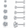 Miniatyrbillede 1 af 5: Cubic Zirconia Hypoallergena øreringe til kvinder mænd piger statement brusk mode kirurgisk stål helix øreringe 5 par