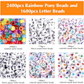 Miniatyrbilde 4 av 7: 4000 stk. Pony Perler Sett, 2400 stk. Regnbue Kandi Perler og 1600 stk. Bokstavperler, 24 Farger Plast Håndverksperler Bulk for Armbånd Smykke