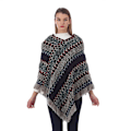Miniatyrbillede 1 af 2: Vinter Sweater Cape Løs Hæklet Poncho med Kvaster Varm Sweater Frakke til Kvinder