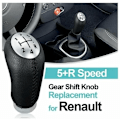Miniatyrbillede 4 af 5: Manuel gearstangsknop til Renault Clio III 2005-09, Megane 2 Laguna 2003-09, sort læder, med adapter