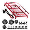 Pikkukuva 8 / 8: Metallinen kattoteline tavarateline LED-valolla sopii MN 1/12 RC Crawler MN90 / MN90K Punaiseen