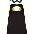 Superheltkapper og masker for barn, rollespill, festkostyme, Halloween-utkledning, gutter og jenter Black One-size