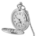 Miniatyrbillede 1 af 8: Klassisk quartz analog glat lommeur halskæde vedhæng med kæde sølv