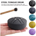Miniatyrbillede 2 af 6: Udendørs Regntromme: Vandtæt Stål Lilletromme, 6 Tone Mini Handpan Tromme til Rolige Melodier Blå