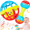 Miniatyrbild 1 av 5: Babyskallror 2 st Babyleksaker Skakare Grepp Snurr Set Sensorisk Pedagogisk Nyfödd