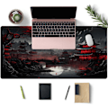 Miniatyrbillede 3 af 5: Japansk Skrivebordsmåtte Fuld Måne Skrivebordsunderlag Sort Rød 80 x 40 cm Musemåtte Gaming Musemåtte Udvidet Tastaturmåtte Laptop Com