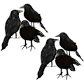 Miniatyrbillede 1 af 4: 6 x Halloween Dekoration Ravn Ravn Kunstig Ravn med Fjer Sort Fugl