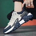 Miniatyrbillede 4 af 7: Afslappede fritidssko i gummi til mænd, hvide sneakers, åndbare sportssko, løbesko, sko