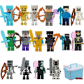 Miniatyrbillede 10 af 11: Mine verden byggeklodser minifigur rustning Steve dukke model omgivende kage ornamenter håndlavede blind box legetøj 303 (doll 7 cm)