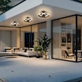 Miniatyrbilde 4 av 5: LED taklampe med bevegelsessensor, 22W varmhvit taklampe, 24*20*9CM sensorlampe, egnet for haller, garasjer, bad, 1 stk