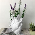 Miniatyrbillede 5 af 9: Hjerteformet blomsterpotte i resin, anatomisk hjerteformet statue, kreativt håndværksornament til hjemmet, stue, balkon dekoration, hvid