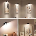 Miniatyrbillede 5 af 5: Vægmonteret trådløs billedlampe med fjernbetjening, dæmpbar, batteridrevet, justerbar 13 farver RGB malerilampe black