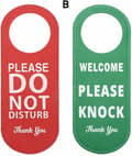 Monterade dörrhängare (grön/röd dubbelsidig) med Stör Ej