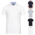 Pikkukuva 5 / 5: Tommy Miesten Muoti Printtipaita Rento Löysä Istuvuus Mukava Kevyt Hengittävä Lyhythihainen Kaulusnapit T-paita Pusero Topit White XL