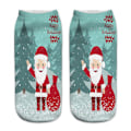 Miniatyrbillede 1 af 4: Julesokker med julemand og snemand, unisex, sjove lave ankelsokker Forest Santa Claus 1 Pair