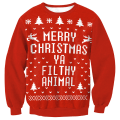 Miniatyrbild 1 av 2: Jul 3D-utskrift ful tröja långärmad pullover jul topp Letter Printed M