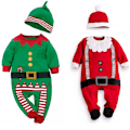 Miniatyrbild 4 av 5: Pojk flicka tomtealf overall jul jul jumpsuit hatt utklädningskläder Red 90cm