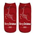 Miniatyrbillede 1 af 4: Julesokker med julemand og snemand, unisex, sjove lave ankelsokker Red Reindeer 1 Pair