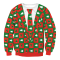 Miniatyrbild 1 av 2: Jul 3D-utskrift ful tröja långärmad pullover jul topp Red&Green Plaid M