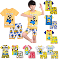 Miniatyrbild 2 av 3: Barn Pojkar Flickor Minions Nattkläder Pyjamas Kortärmad T-shirt Shorts Set PJ's #5 95cm
