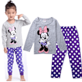 Miniatyrbild 1 av 3: Söta Barn Flickor Minnie Mouse Motiv Långärmad Pyjamas Set Nattkläder Sovkläder #9 100cm