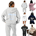 Miniatyrbild 3 av 5: Dam Mode Vinter Träningsdräkt Sport Hoodie Långbyxor Casual Outfit 2 Delar/Set Sportkläder White S