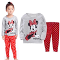 Miniatyrbild 1 av 3: Söta Barn Flickor Minnie Mouse Motiv Långärmad Pyjamas Set Nattkläder Sovkläder #5 90cm