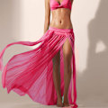Miniatyrbild 1 av 2: Kvinnors baddräkt bikini cover up genomskinlig lång kjol strandkläder Pink One Size