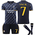 Miniatyrbillede 1 af 2: Fodboldtrøjesæt til børn, 23-24 Real Madrid udebanetrøje nr. 7 VINI JR. Fodboldtræningsuniform 18