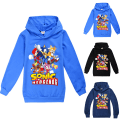 Miniatyrbild 2 av 5: Sonic Hoodie Sweatshirt Pullover Jumper Toppar för Barn Pojkar Flickor Navy Blue 140cm