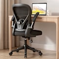 Miniatyrbillede 2 af 10: Kontorstol med 3D-pude, drejestol, direktørstol, ergonomisk gamingstol, med åndbart netbetræk, sammenklappelige armlæn, lændestøtte Black