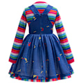 Pikkukuva 4 / 5: Lasten Chucky-mekkoasu Cosplay-asu Halloween-juhliin Naamiaisasu 140cm