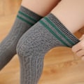 Miniatyrbilde 2 av 2: Stripete fritert deig twist strømper elastisk sexy utendørs for kvinner Dark Gray
