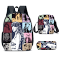 Pikkukuva 1 / 5: 3 kpl/setti Taylor Swift -designreppu koululaukku olkalaukku matkareppu käsilaukkusetti B